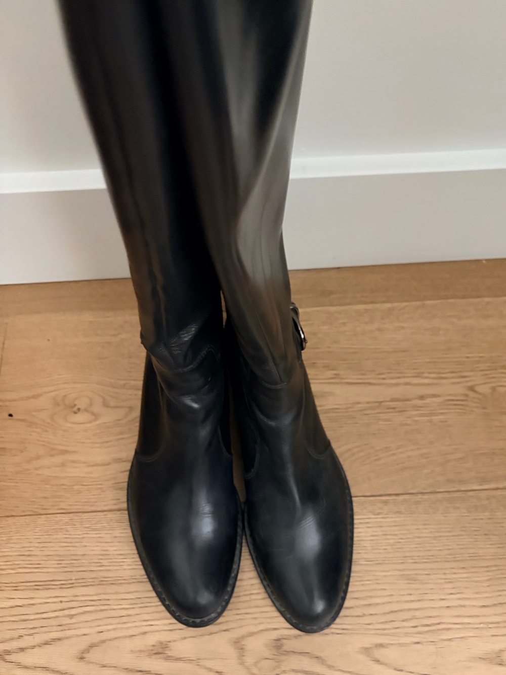 Via Spiga Black Leather Knee-High Boots
